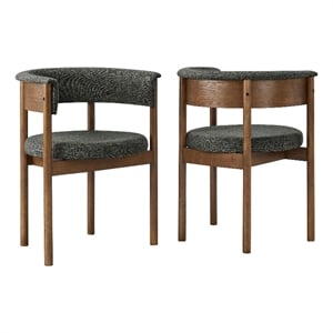 Maklaine Contemporary Set Of 2 Curved Upholstered Dining Chairs