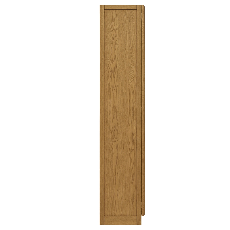 Maklaine Contemporary Solid Wood and Glass Display Cabinet in Oak