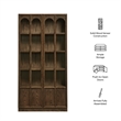 Maklaine Contemporary Solid Wood and Glass Display Cabinet in Walnut