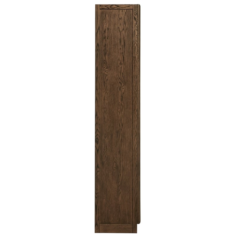 Maklaine Contemporary Solid Wood and Glass Display Cabinet in Walnut
