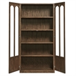 Maklaine Contemporary Solid Wood and Glass Display Cabinet in Walnut