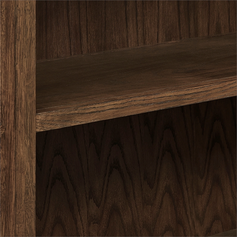 Maklaine Contemporary Solid Wood and Glass Display Cabinet in Walnut