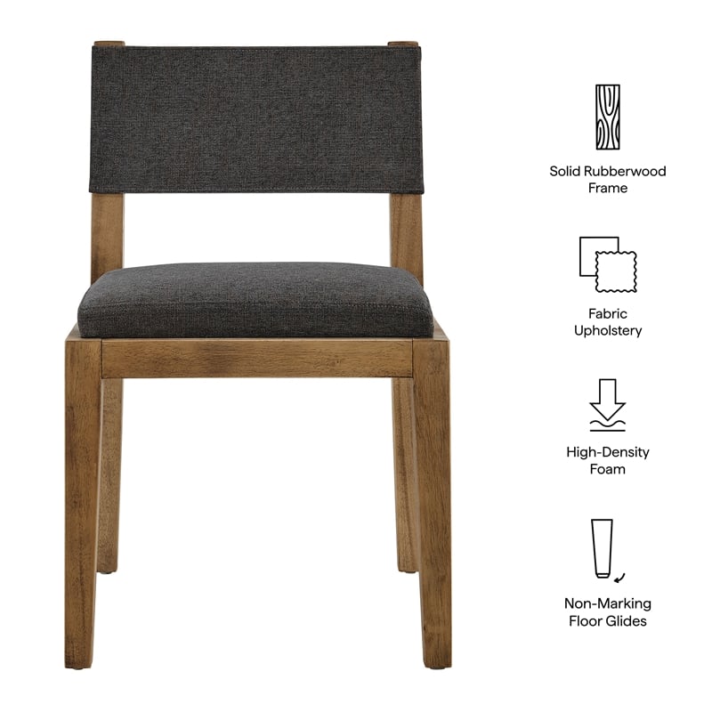 Maklaine Fabric Upholstered Wood Armless Dining Chair in Dark Gray