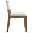 Maklaine Fabric Upholstered Wood Armless Dining Chair in Ivory
