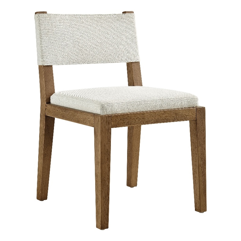Maklaine Fabric Upholstered Wood Armless Dining Chair in Ivory
