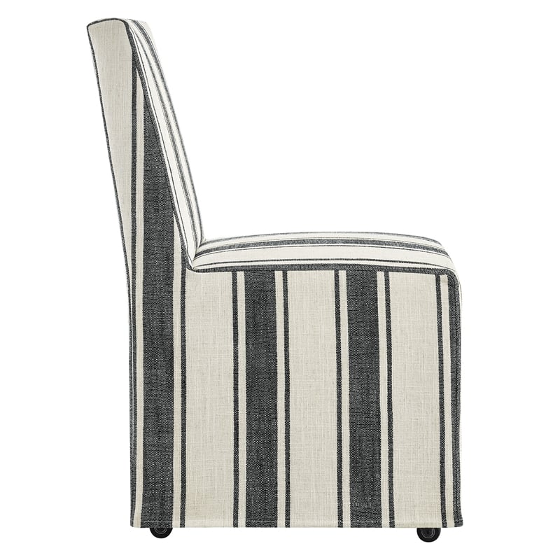 Maklaine Striped Slipcovered Dining Side Chair in Black Stripe