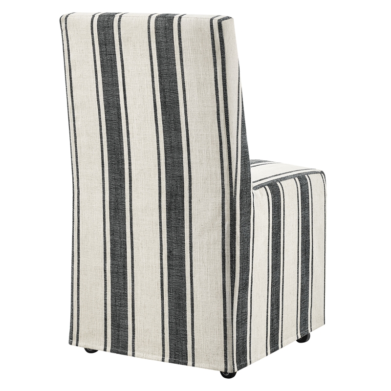 Maklaine Striped Slipcovered Dining Side Chair in Black Stripe