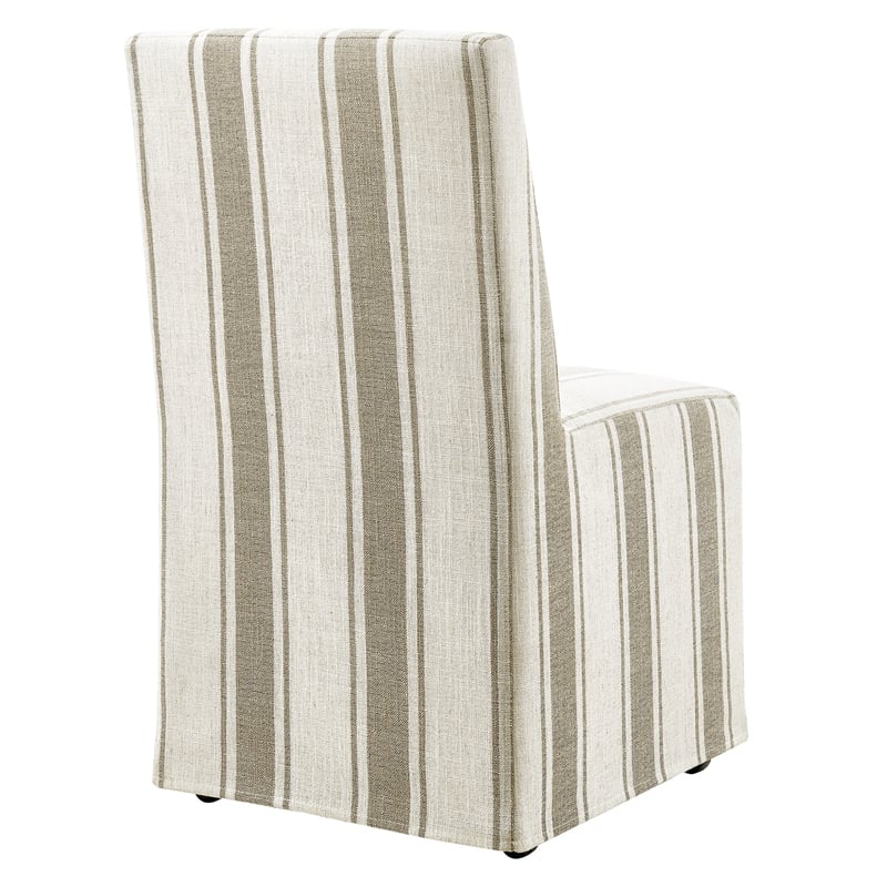 Maklaine Striped Slipcovered Dining Side Chair in Tan Stripe