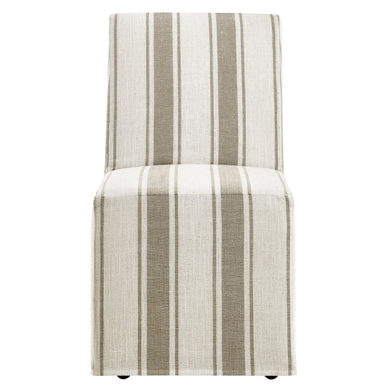 Maklaine Striped Slipcovered Dining Side Chair in Tan Stripe