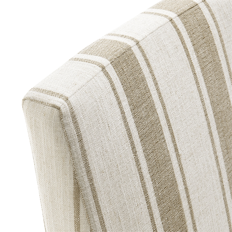 Maklaine Striped Slipcovered Dining Side Chair in Tan Stripe