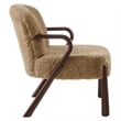 Maklaine Contemporary Faux Shearling Accent Armchair in Sand