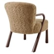 Maklaine Contemporary Faux Shearling Accent Armchair in Sand