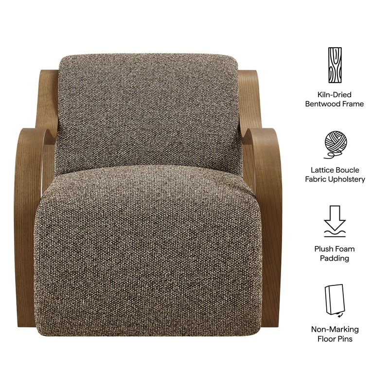 Maklaine Contemporary Lattice Boucle Accent Armchair in Earth