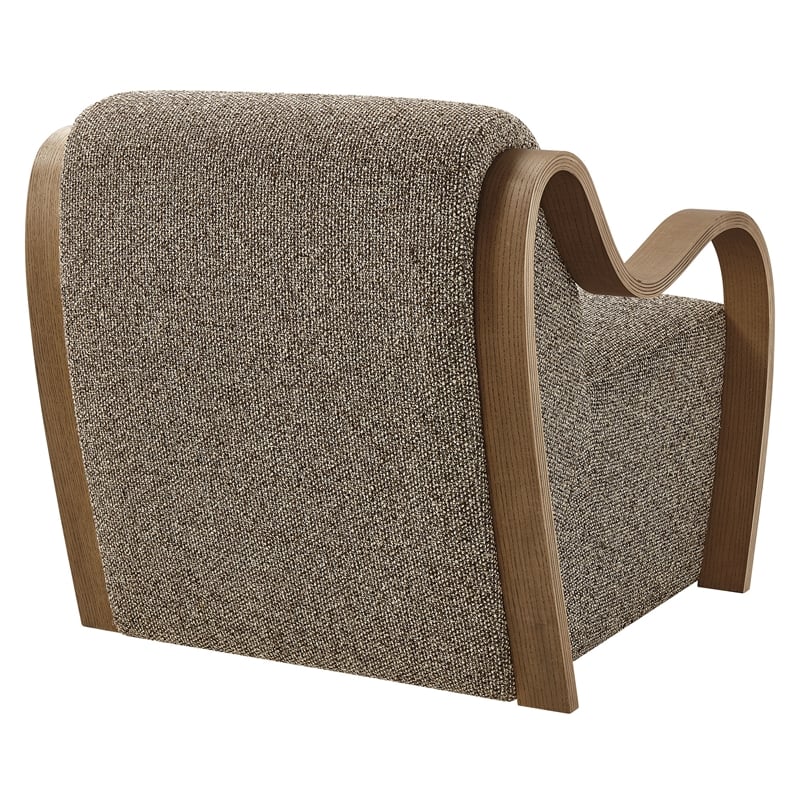 Maklaine Contemporary Lattice Boucle Accent Armchair in Earth