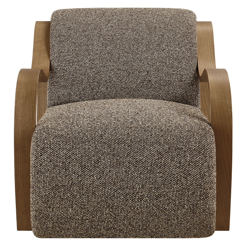 Maklaine Contemporary Lattice Boucle Accent Armchair in Earth