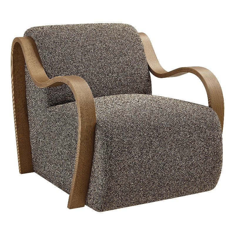 Maklaine Contemporary Lattice Boucle Accent Armchair in Earth