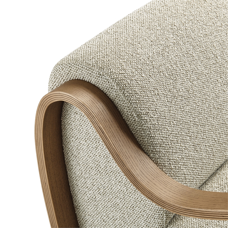 Maklaine Contemporary Lattice Boucle Accent Armchair in Marble