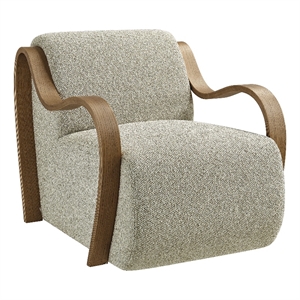 Maklaine Contemporary Lattice Boucle Accent Armchair in Marble