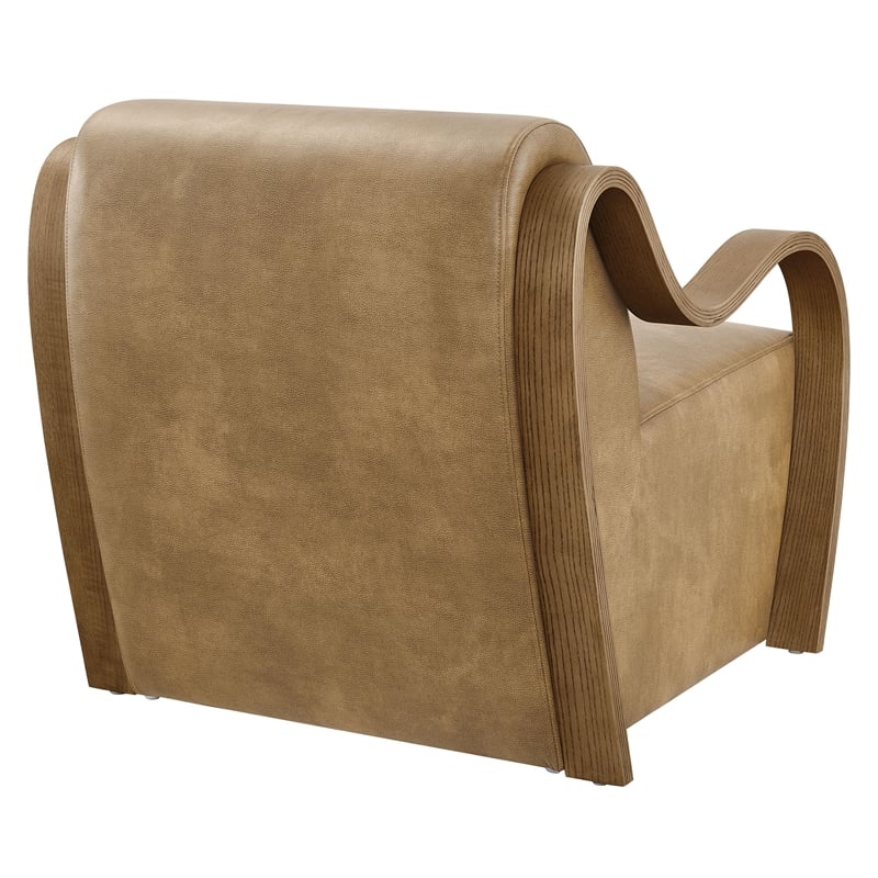 Maklaine Contemporary Vegan Leather Accent Armchair in Toast