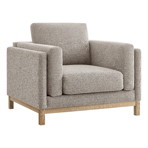 Maklaine Contemporary Melange Chenille Fabric Armchair in Gray