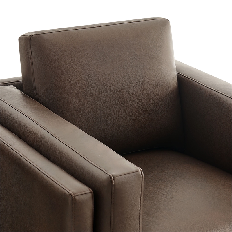 Maklaine Modern / Contemporary Vegan Leather Armchair in Brown