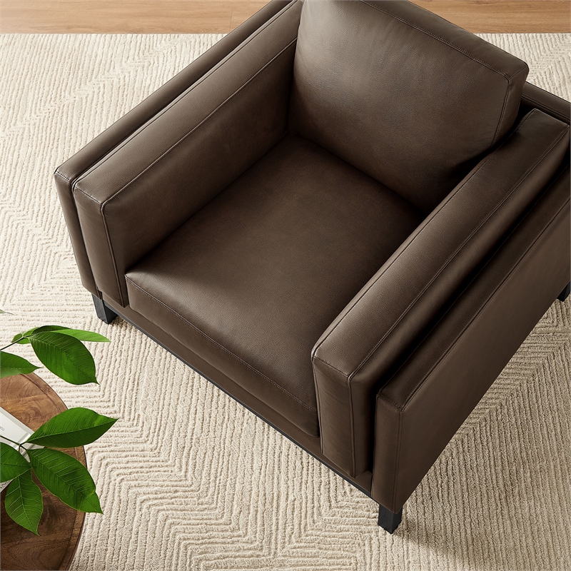 Maklaine Modern / Contemporary Vegan Leather Armchair in Brown