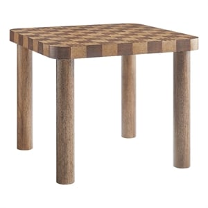Maklaine Contemporary 36&quot Square Checkered Dining Table in Brown