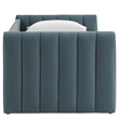 Maklaine Channel Tufted Performance Velvet Twin Daybed With Trundle in Blue