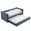 Maklaine Channel Tufted Performance Velvet Twin Daybed With Trundle in Blue
