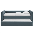 Maklaine Channel Tufted Performance Velvet Twin Daybed With Trundle in Blue