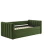 Maklaine Channel Tufted Performance Velvet Twin Daybed With Trundle in Green