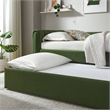 Maklaine Channel Tufted Performance Velvet Twin Daybed With Trundle in Green