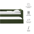 Maklaine Channel Tufted Performance Velvet Twin Daybed With Trundle in Green