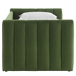 Maklaine Channel Tufted Performance Velvet Twin Daybed With Trundle in Green