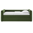 Maklaine Channel Tufted Performance Velvet Twin Daybed With Trundle in Green