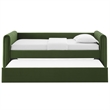 Maklaine Channel Tufted Performance Velvet Twin Daybed With Trundle in Green