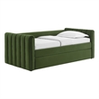 Maklaine Channel Tufted Performance Velvet Twin Daybed With Trundle in Green