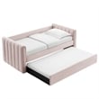 Maklaine Channel Tufted Performance Velvet Twin Daybed With Trundle in Red