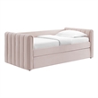 Maklaine Channel Tufted Performance Velvet Twin Daybed With Trundle in Red