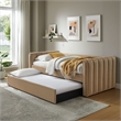 Maklaine Channel Tufted Performance Velvet Twin Daybed With Trundle in Brown