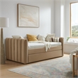 Maklaine Channel Tufted Performance Velvet Twin Daybed With Trundle in Brown