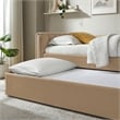 Maklaine Channel Tufted Performance Velvet Twin Daybed With Trundle in Brown