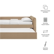 Maklaine Channel Tufted Performance Velvet Twin Daybed With Trundle in Brown