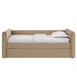 Maklaine Channel Tufted Performance Velvet Twin Daybed With Trundle in Brown