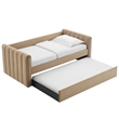 Maklaine Channel Tufted Performance Velvet Twin Daybed With Trundle in Brown