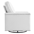 Maklaine Contemporary Upholstered Fabric Swivel Chair in White
