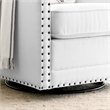 Maklaine Contemporary Upholstered Fabric Swivel Chair in White