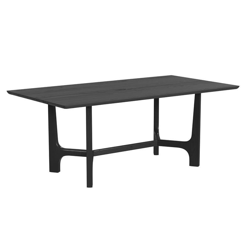 Maklaine Contemporary Rectangular Dining Table in Black Wood