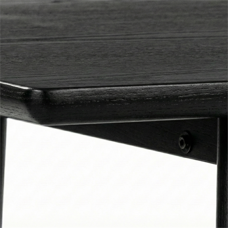 Maklaine Contemporary Rectangular Dining Table in Black Wood