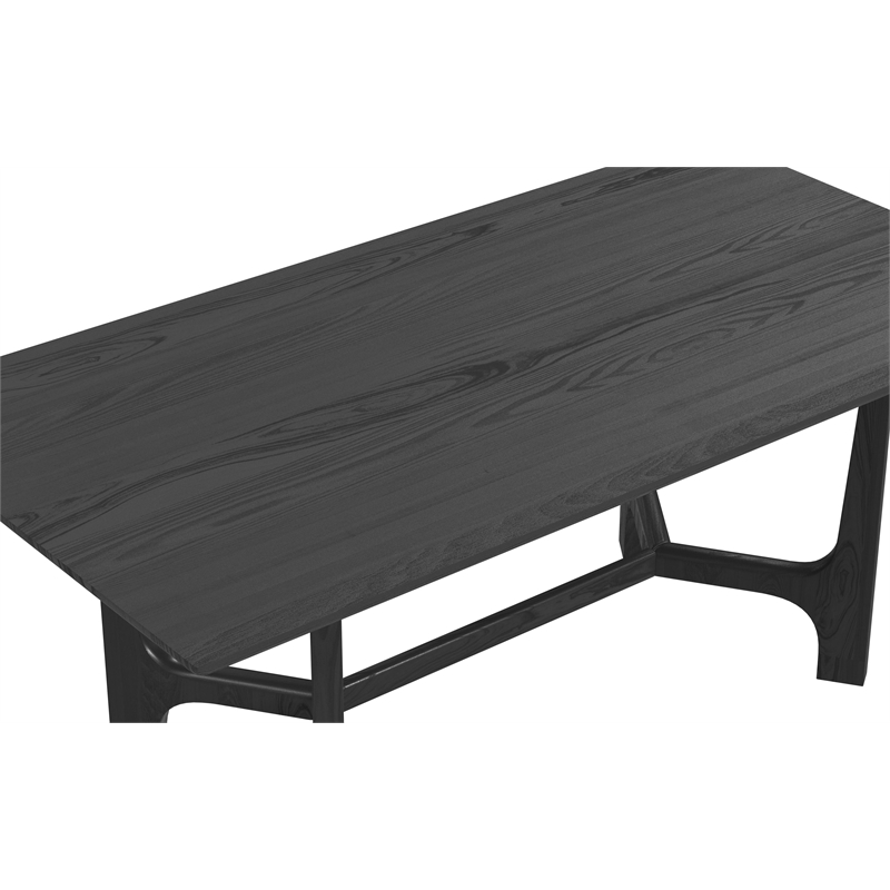 Maklaine Contemporary Rectangular Dining Table in Black Wood